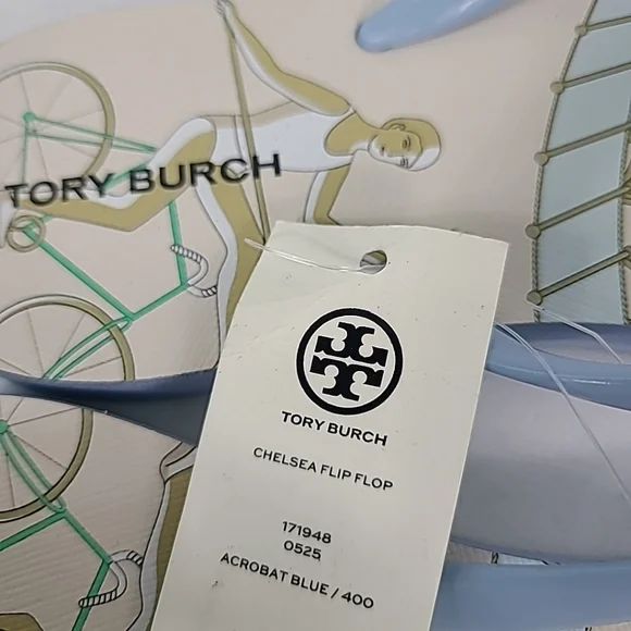 TORY BURCH CHELSEA ACROBAT BLUE FLIP FLOP SANDALS SIZE 7 - Picture 6 of 6
